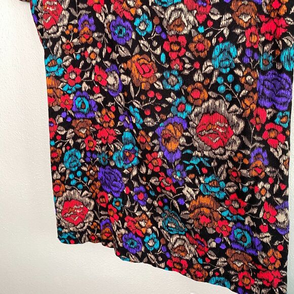 Sag Harbor Women's 8 Bright Colorful Floral Short Sleeve Blouse Top VTG 80s 90s - Picture 6 of 9